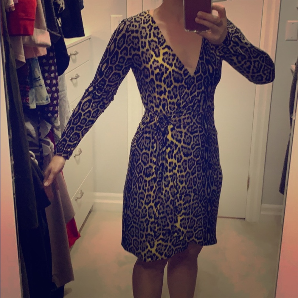 BCBG true leopard wrap dress size small